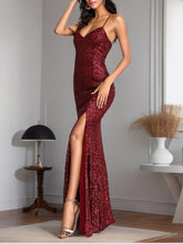 Sequined Halter Neck Sling Dress